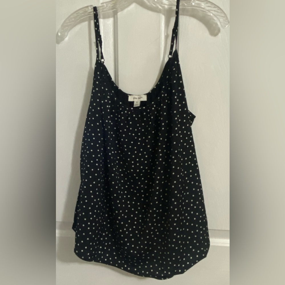 ON 34th WOMENS Black Polka Dot Women's Top